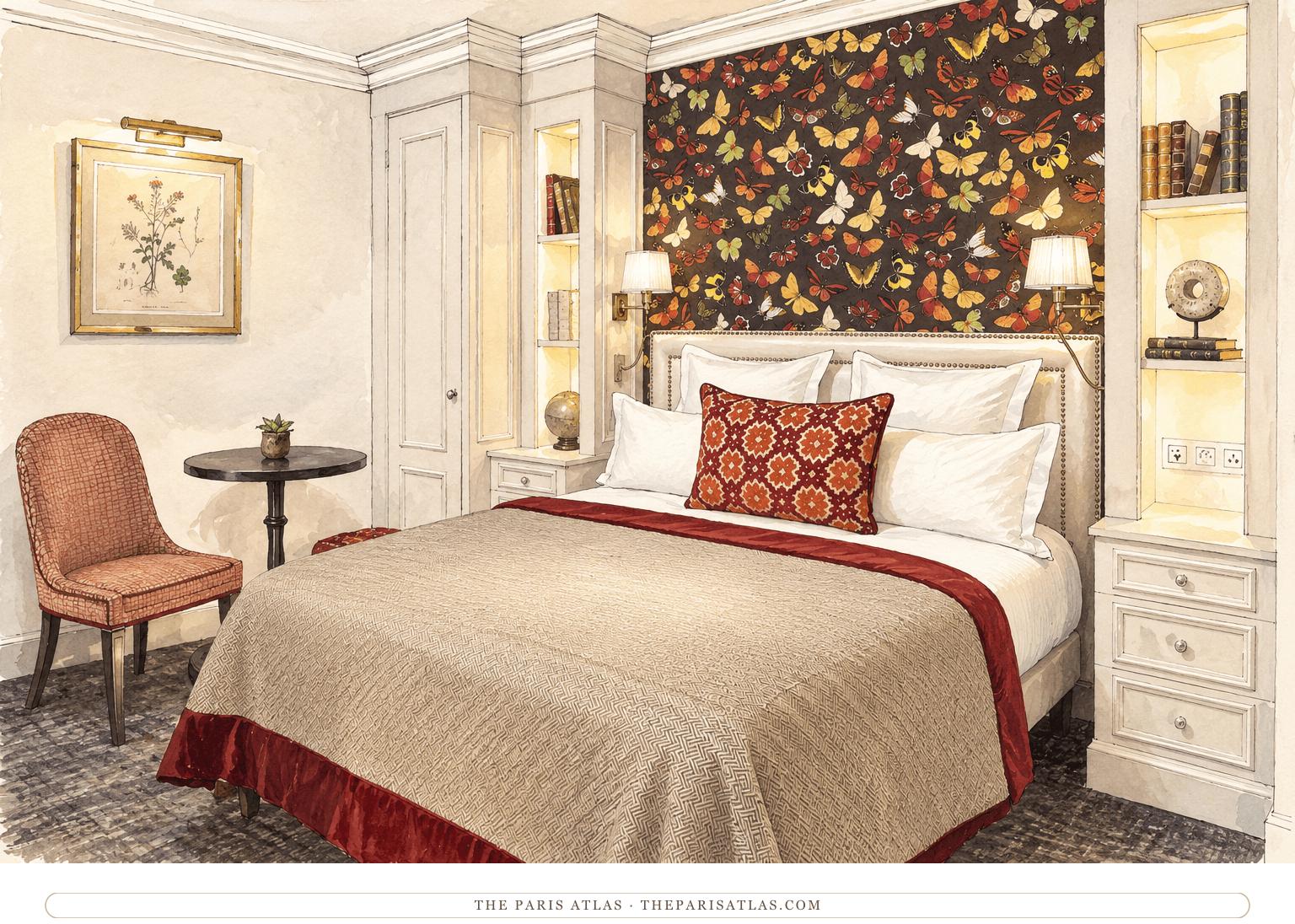 Reference-based illustration. Classic room at Hôtel Monge.