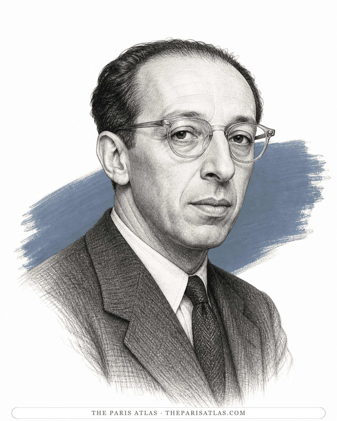 Illustrated portrait of Aaron Copland