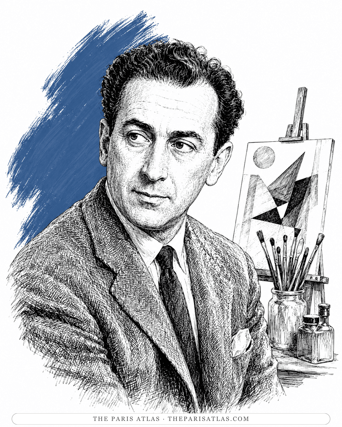 Illustrated portrait of Abraham Rattner