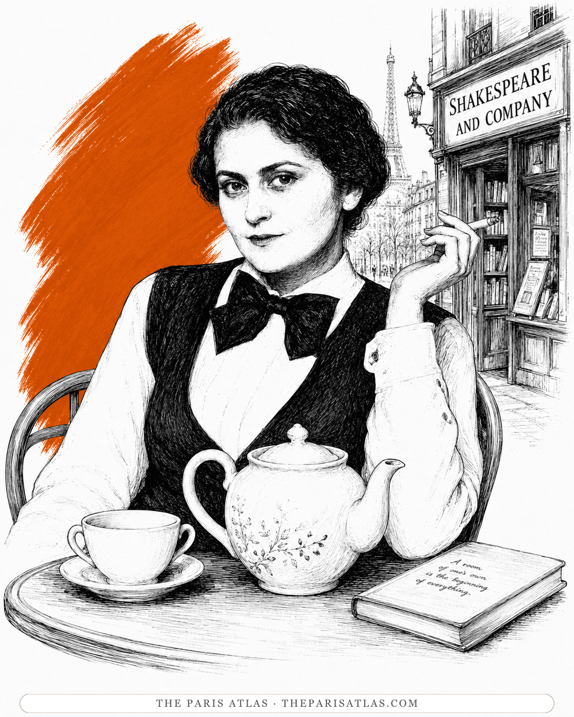 Illustrated portrait of Adrienne Monnier