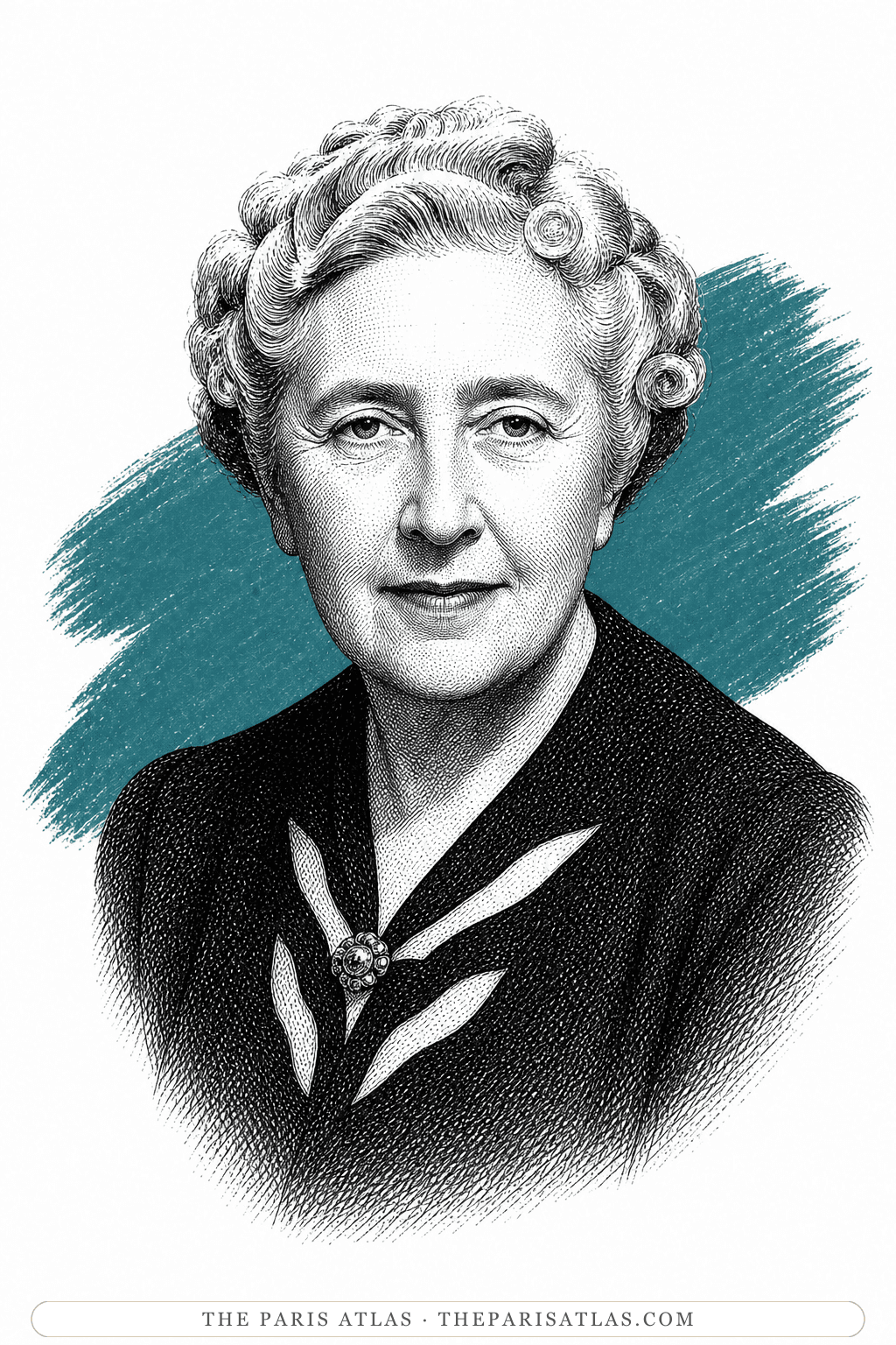 Illustrated portrait of Agatha Christie