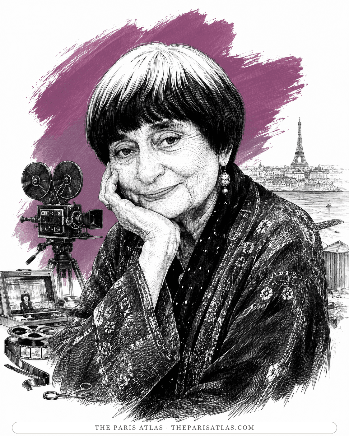 Illustrated portrait of Agnès Varda