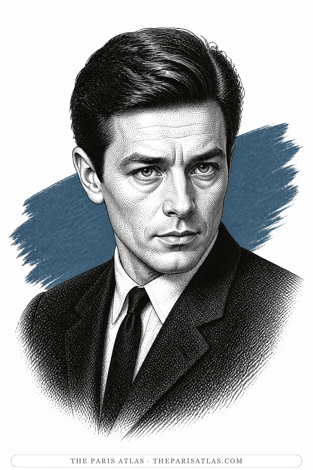 Illustrated portrait of Alain Delon