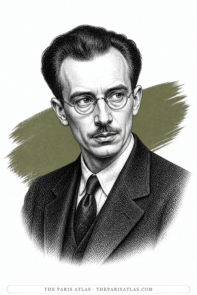 Illustrated portrait of Aldous Huxley