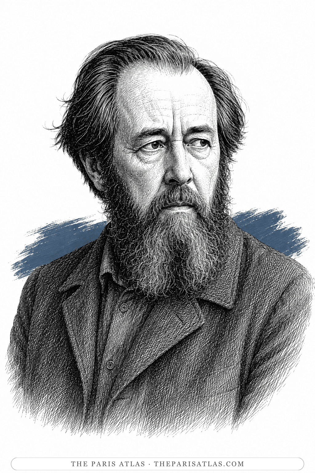 Illustrated portrait of Aleksandr Solzhenitsyn