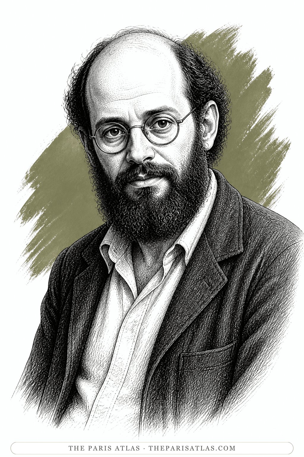 Illustrated portrait of Allen Ginsberg