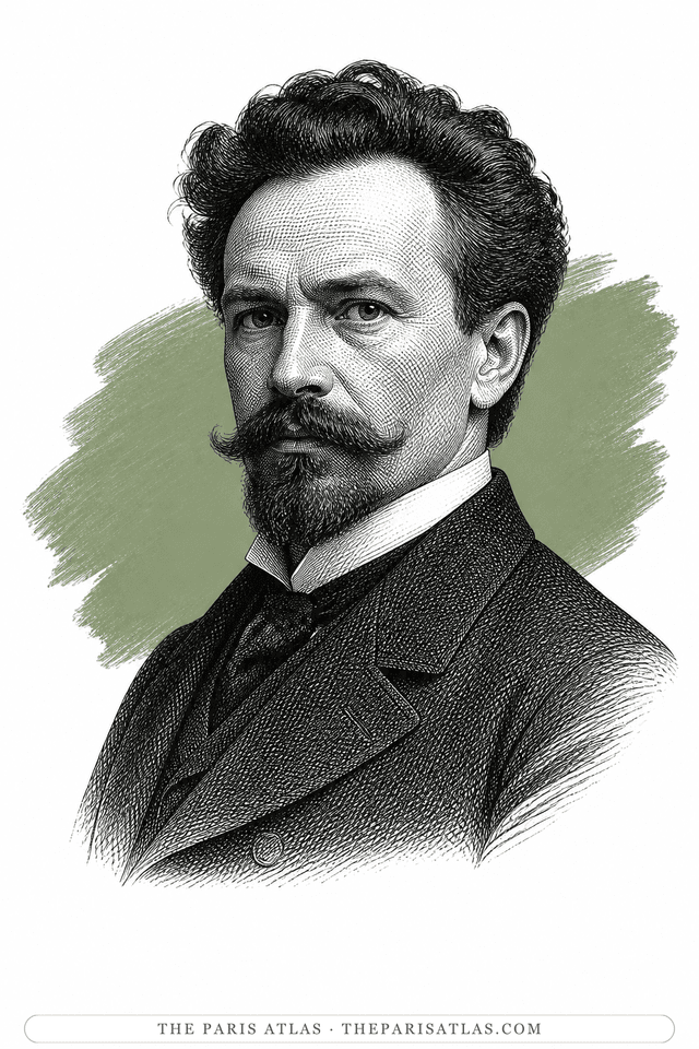 Illustrated portrait of Alphonse Mucha