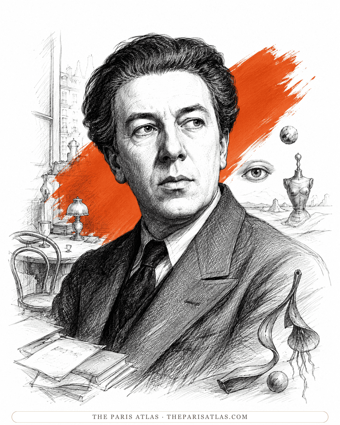 Illustrated portrait of André Breton