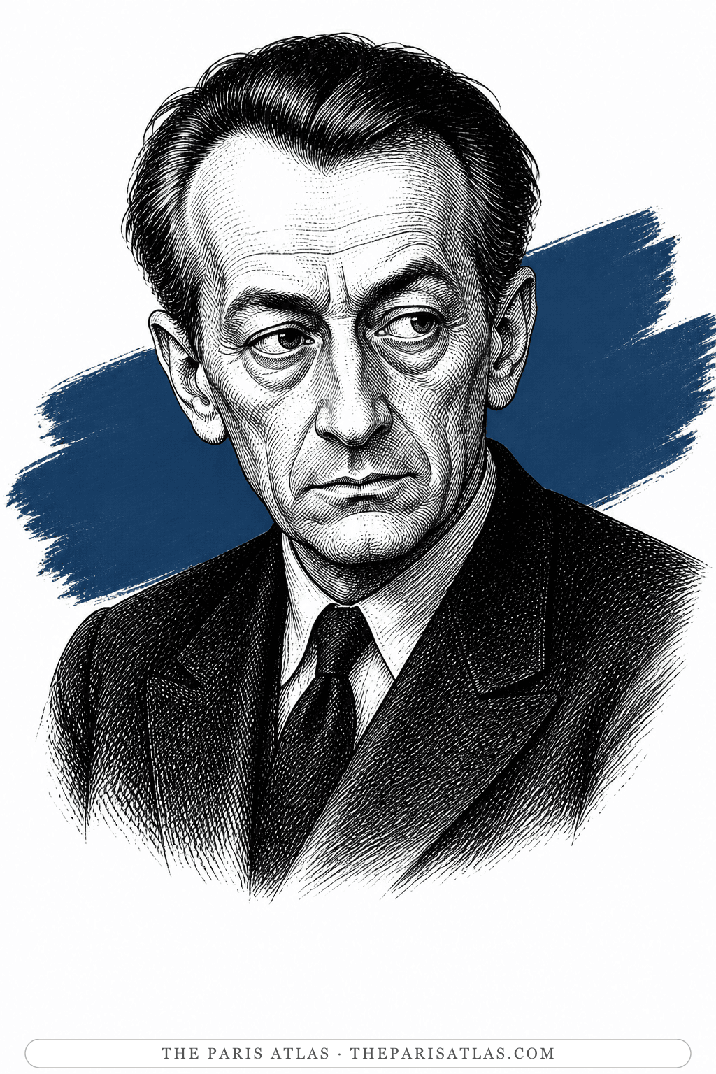 Illustrated portrait of André Malraux