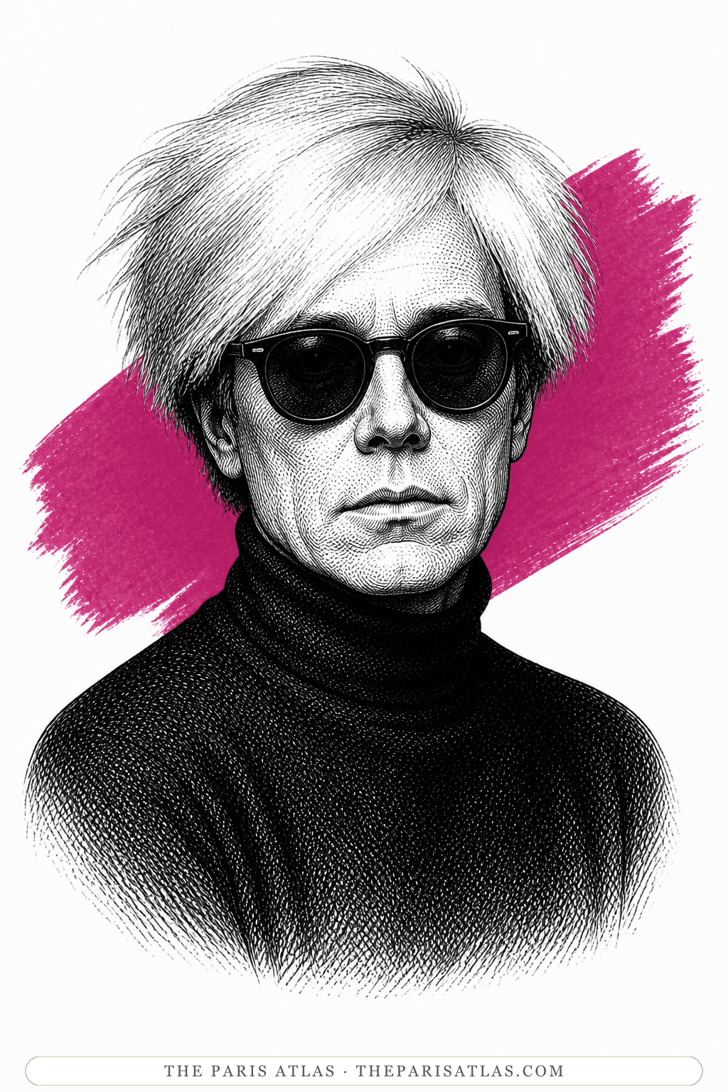 Illustrated portrait of Andy Warhol
