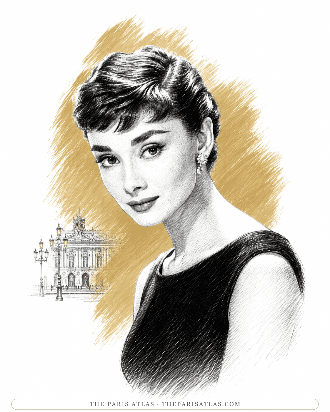 Illustrated portrait of Audrey Hepburn