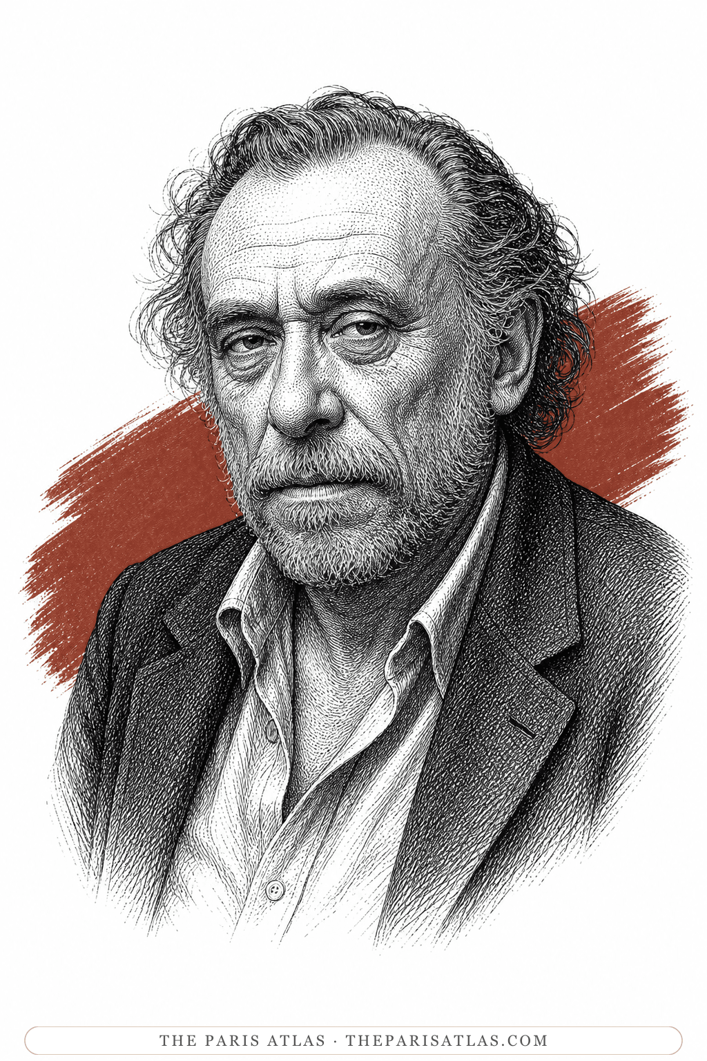 Illustrated portrait of Henry Chinaski