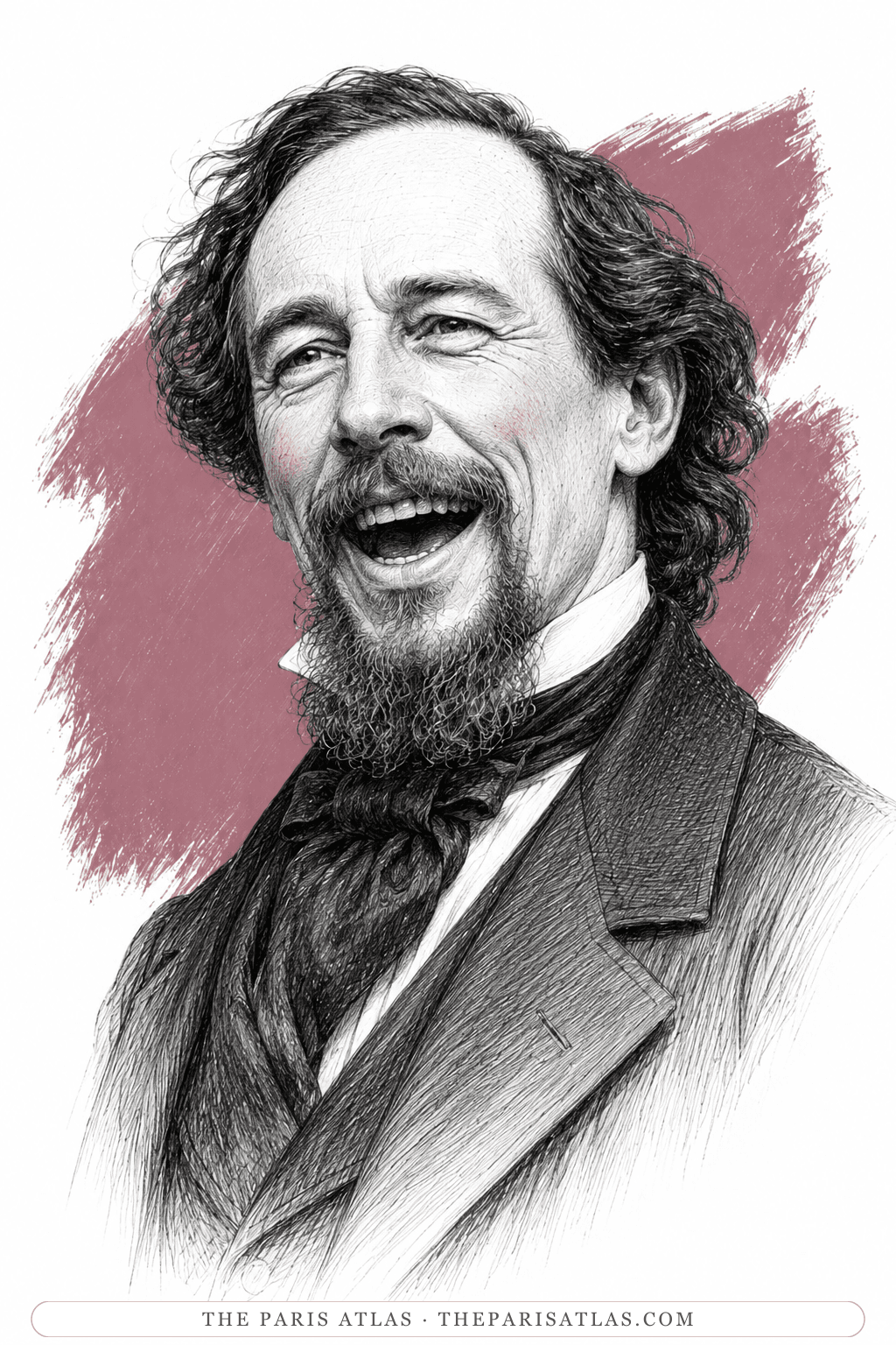Illustrated portrait of Charles Dickens
