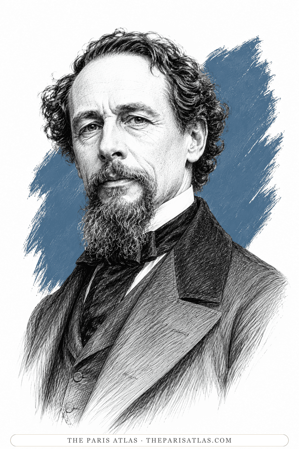 Illustrated portrait of Charles Dickens