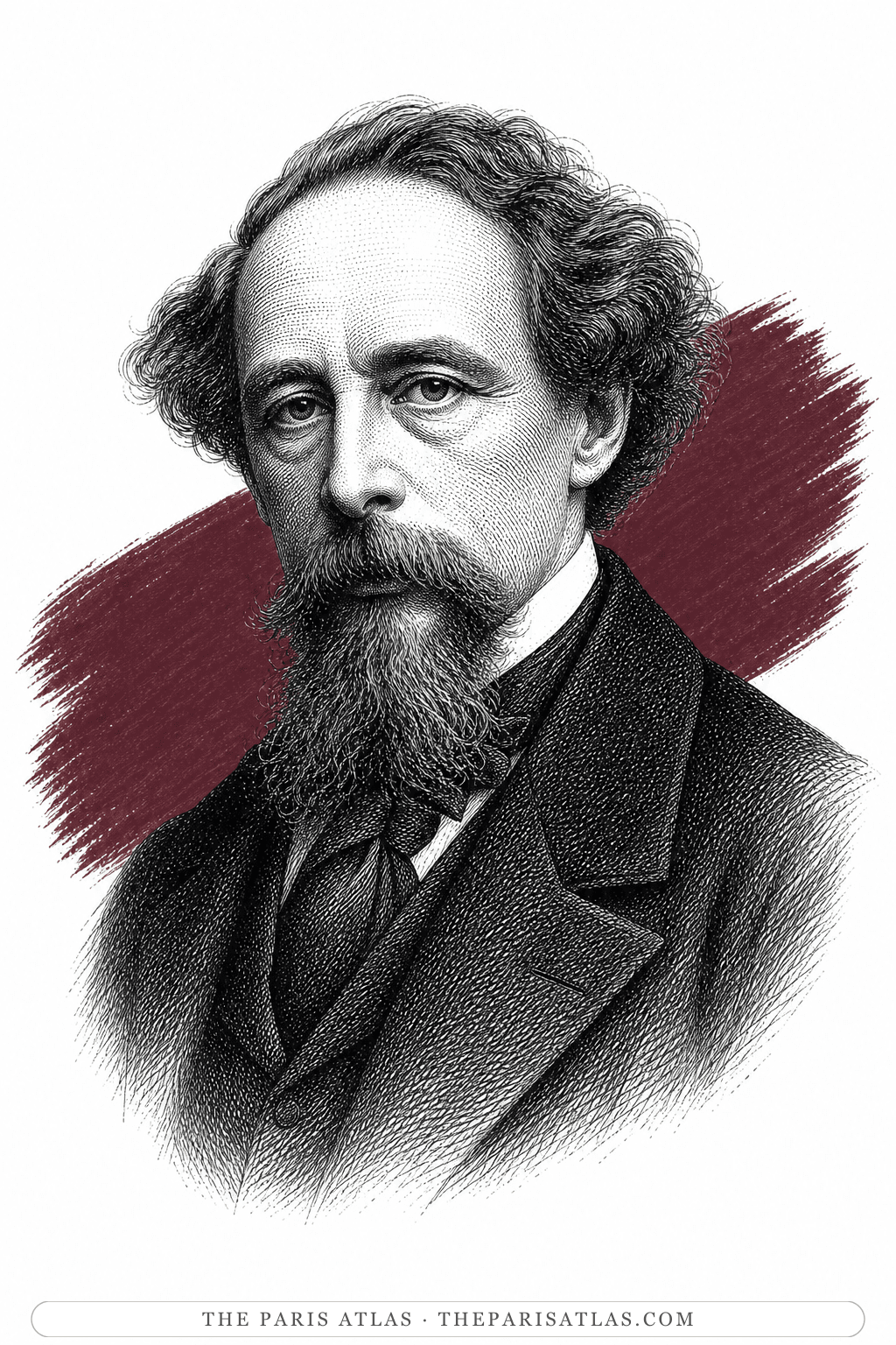 Illustrated portrait of Charles Dickens