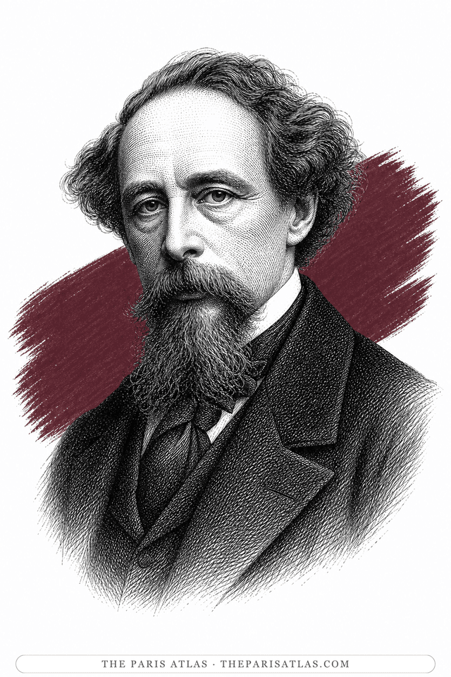 Illustrated portrait of Charles Dickens