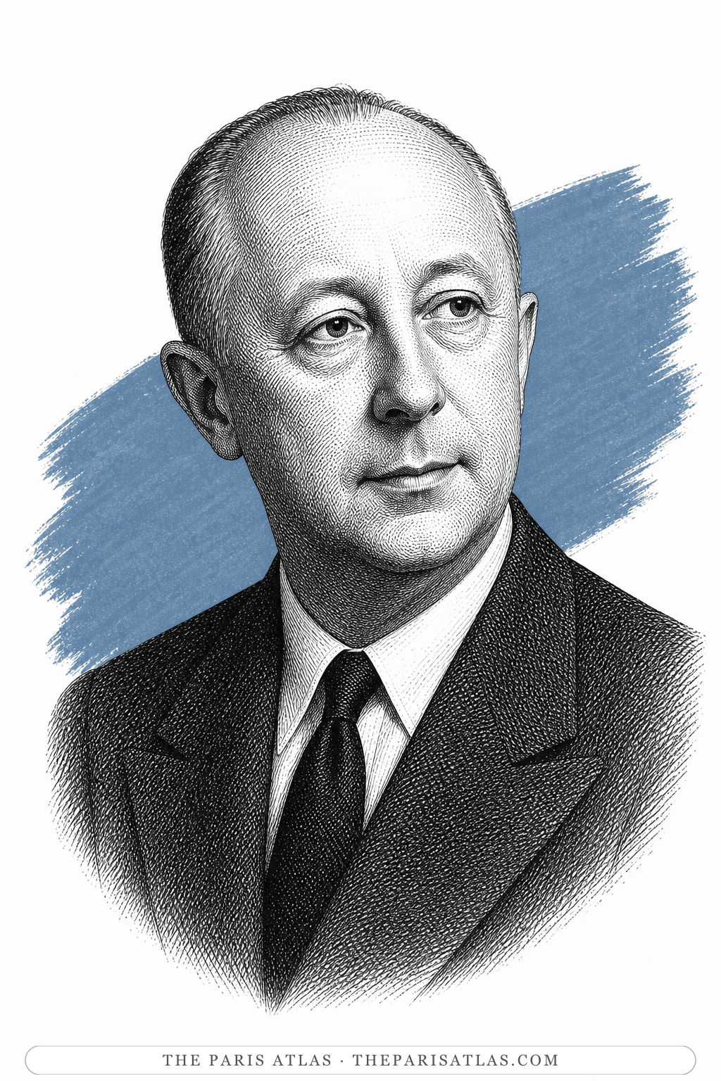 Illustrated portrait of Christian Dior