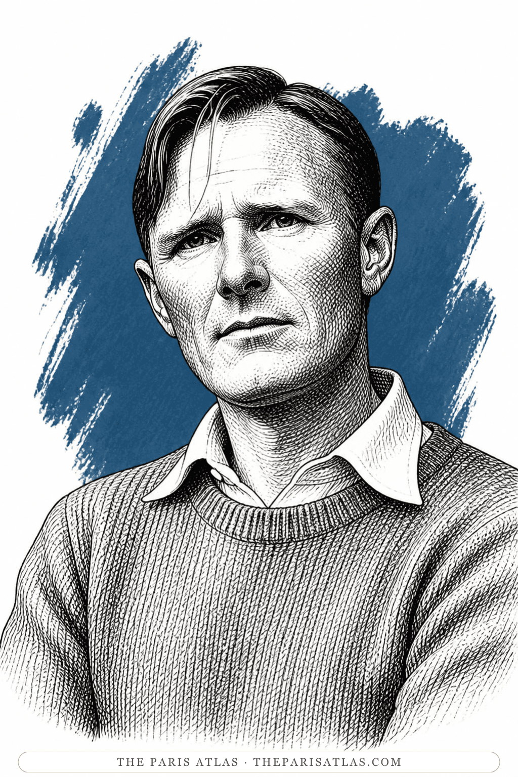 Illustrated portrait of Christopher Isherwood