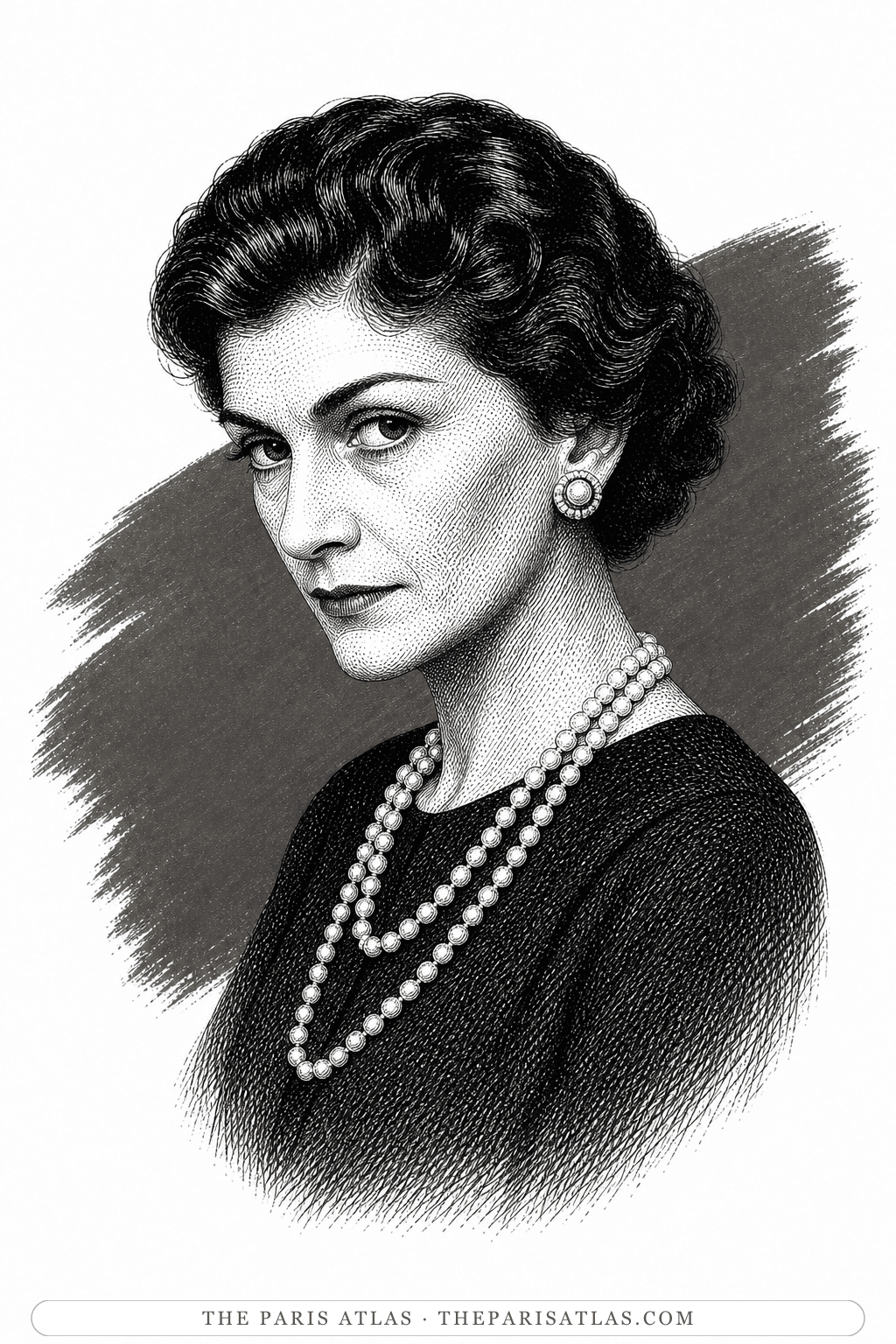 Illustrated portrait of Coco Chanel