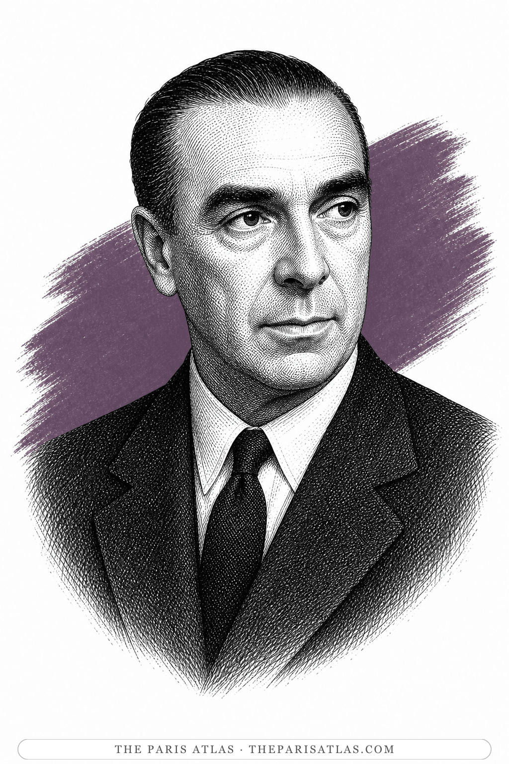 Illustrated portrait of Cristóbal Balenciaga