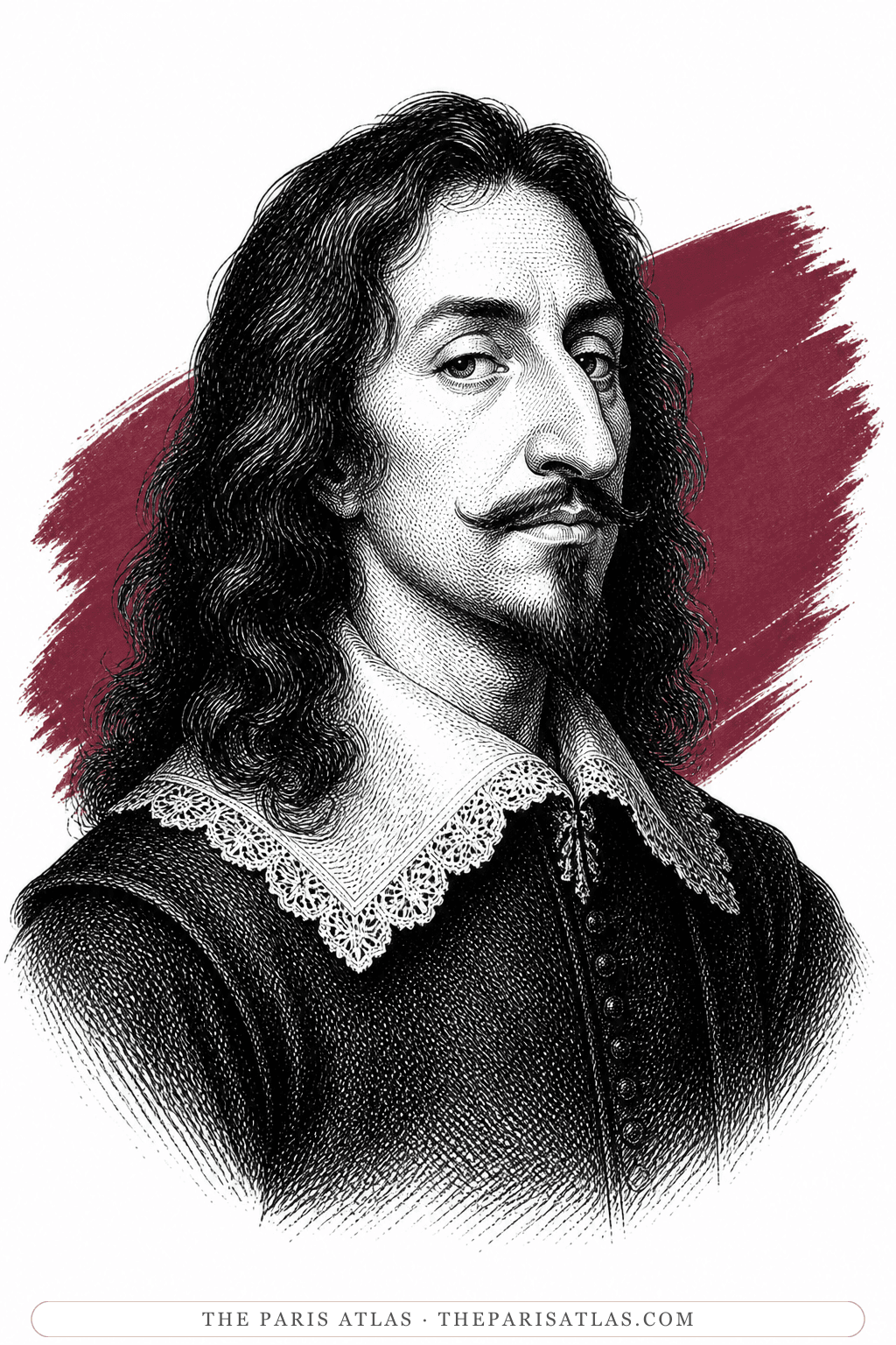 Illustrated portrait of Savinien de Cyrano de Bergerac