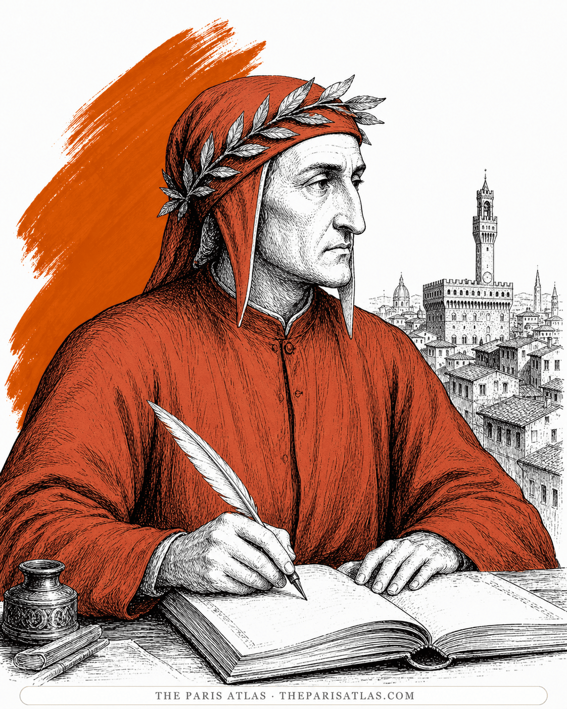 Illustrated portrait of Dante Alighieri