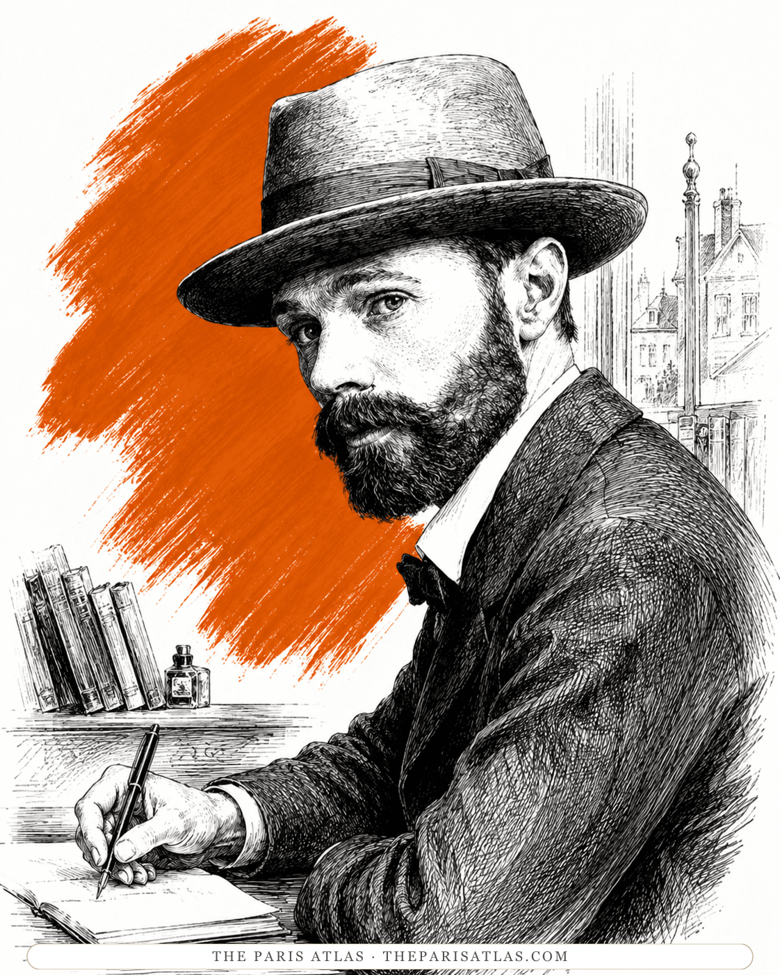Illustrated portrait of D. H. Lawrence