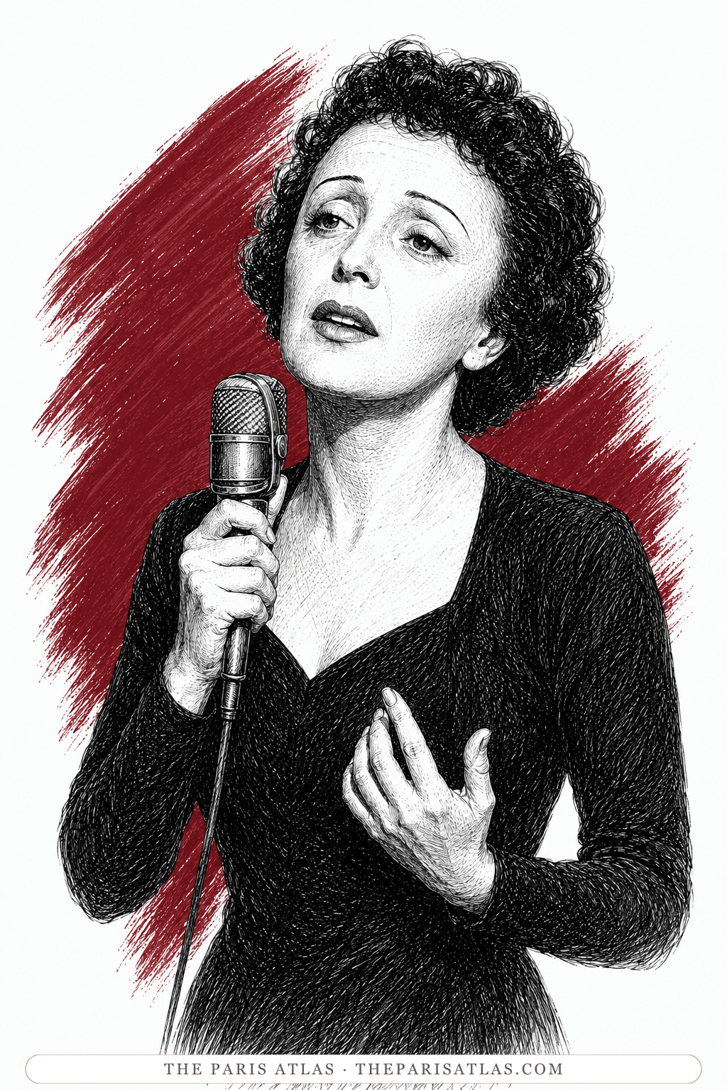 Illustrated portrait of Édith Piaf