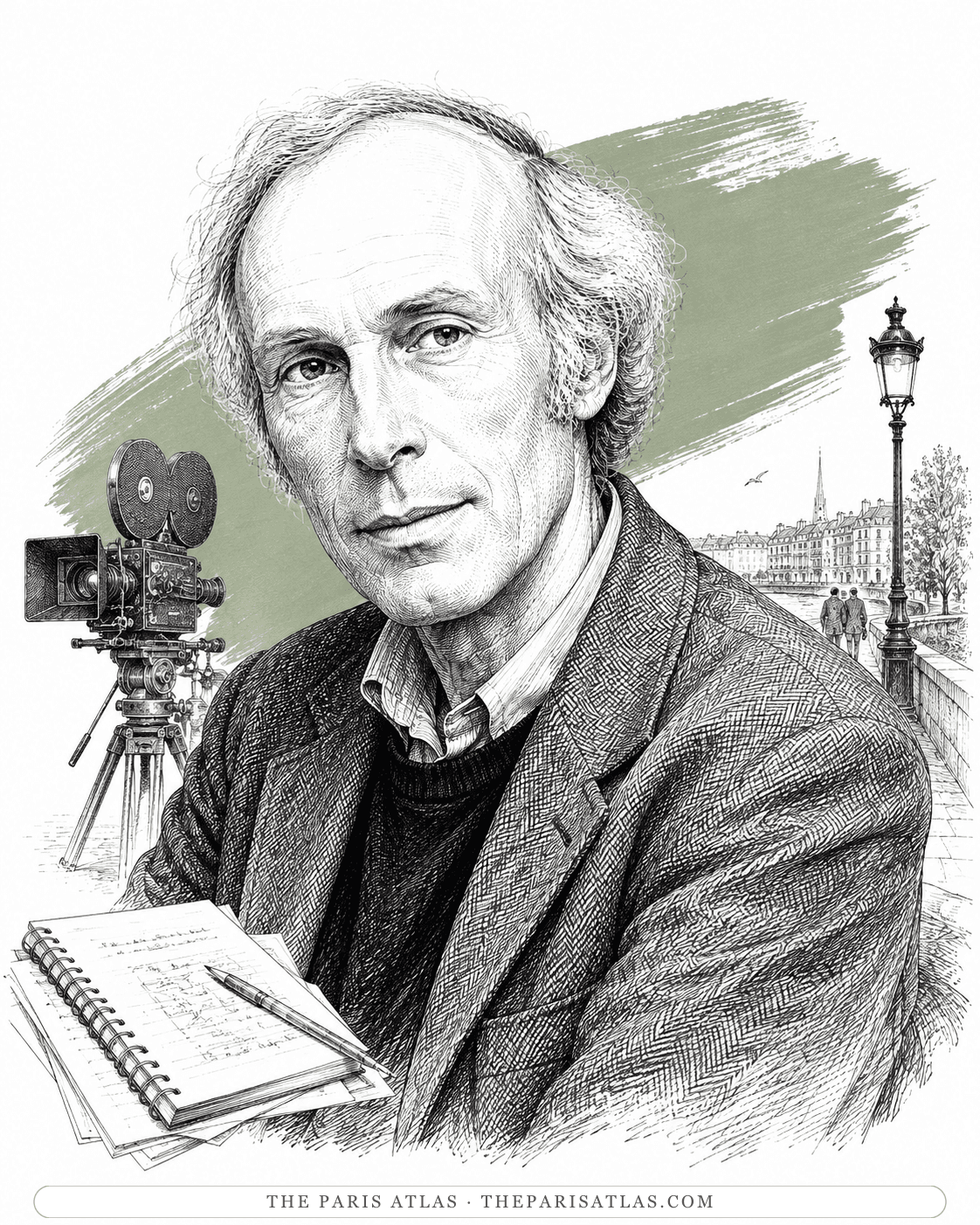 Illustrated portrait of Éric Rohmer