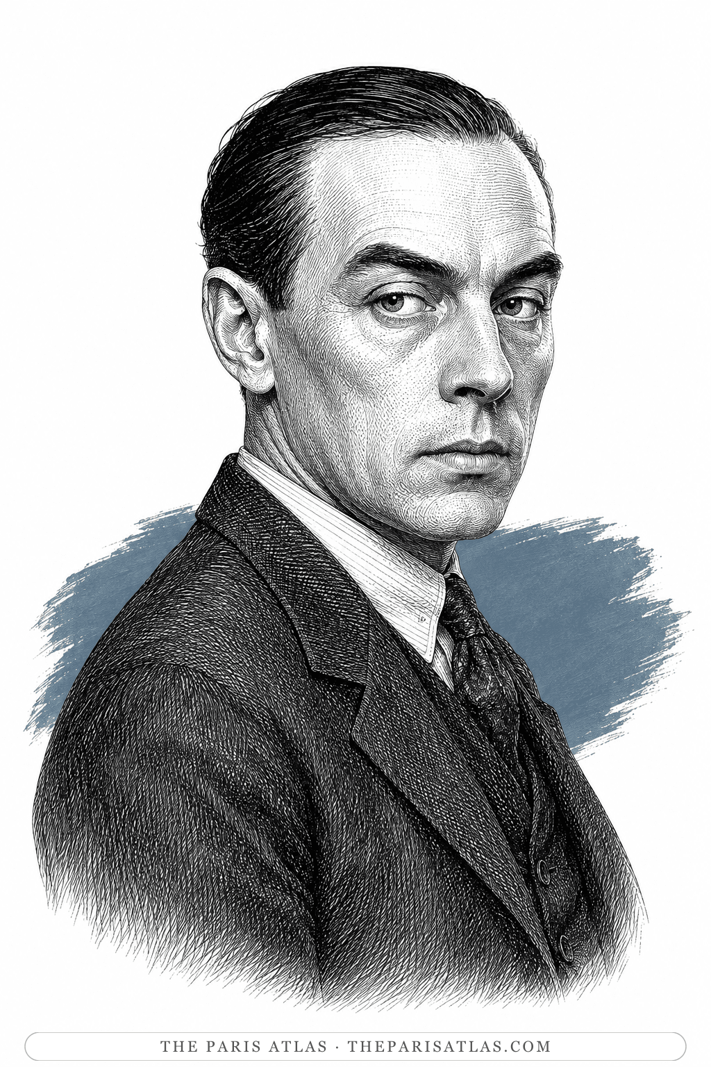 Illustrated portrait of Erich Maria Remarque