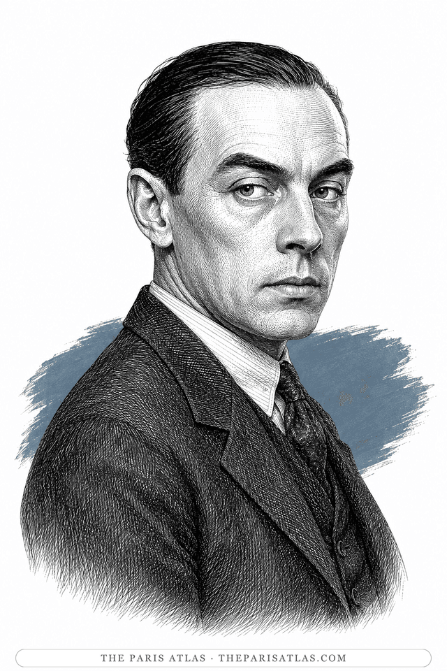 Illustrated portrait of Erich Maria Remarque