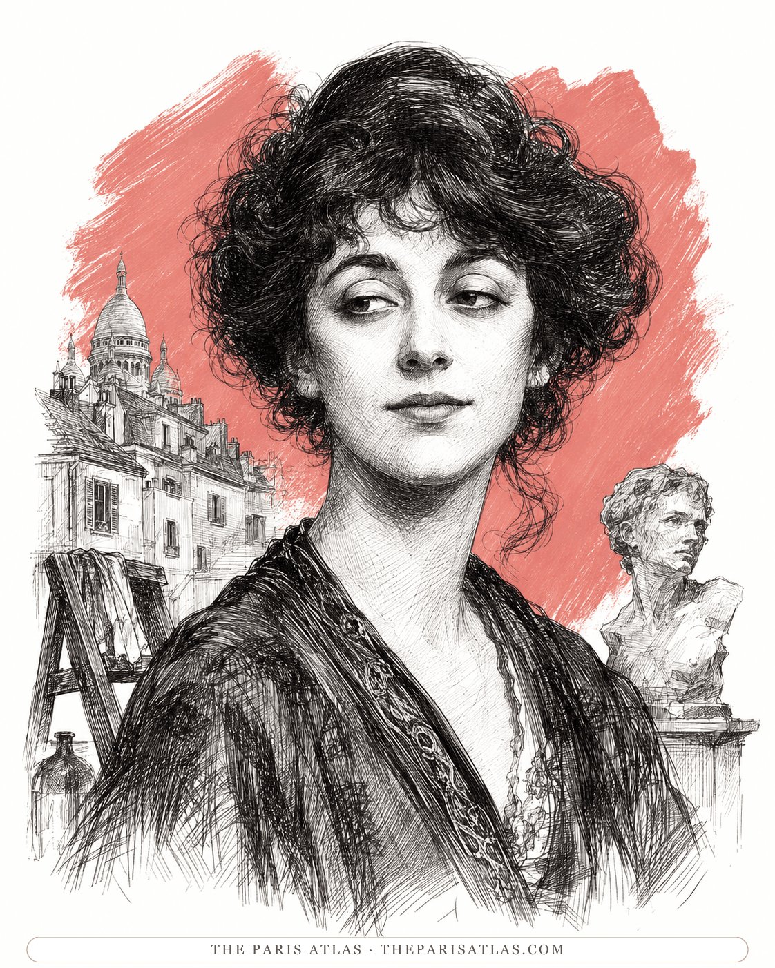 Illustrated portrait of Fernande Olivier