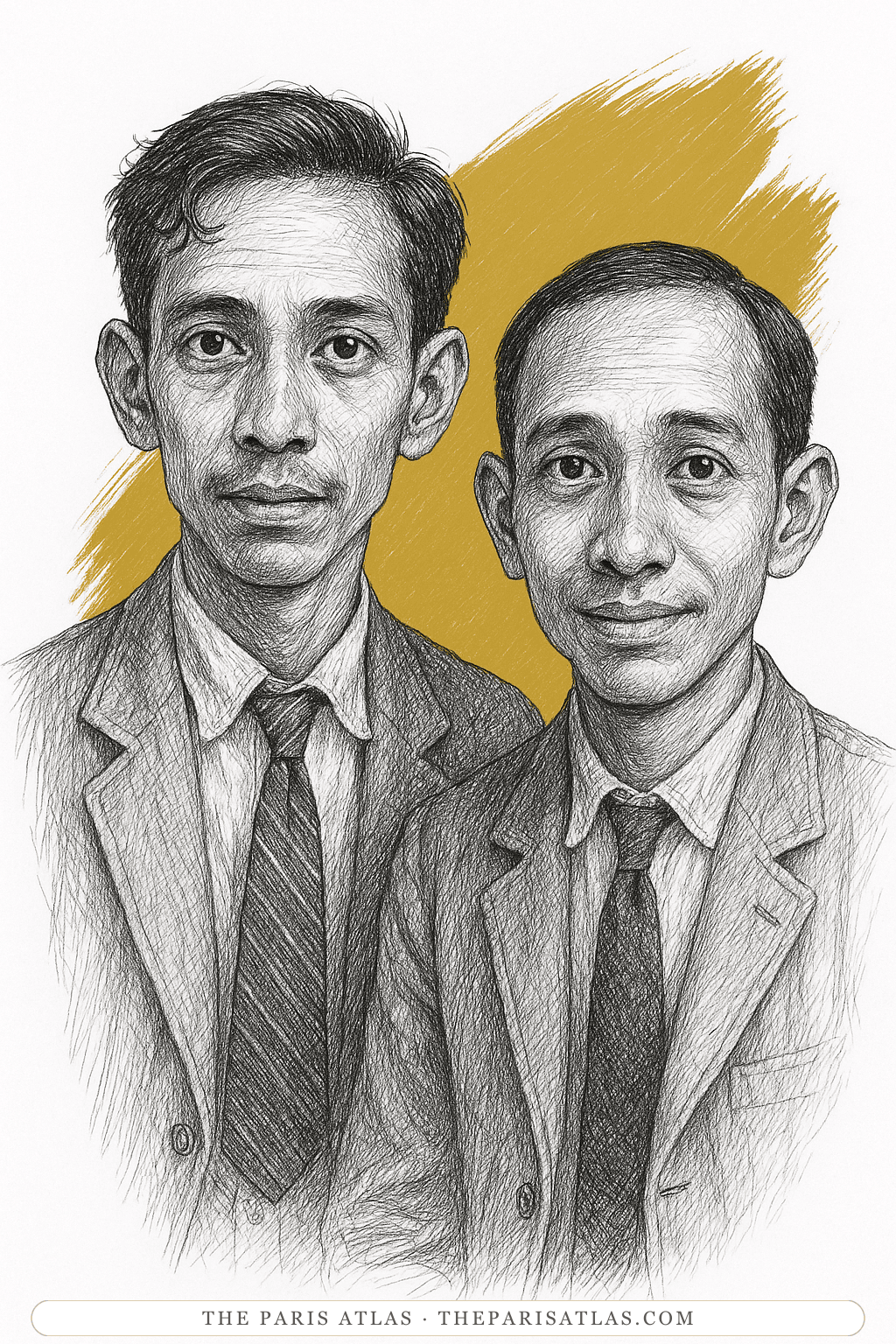 Illustrated portrait of Mr Francis and Mr Samuel