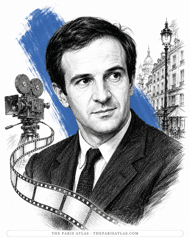 Illustrated portrait of François Truffaut