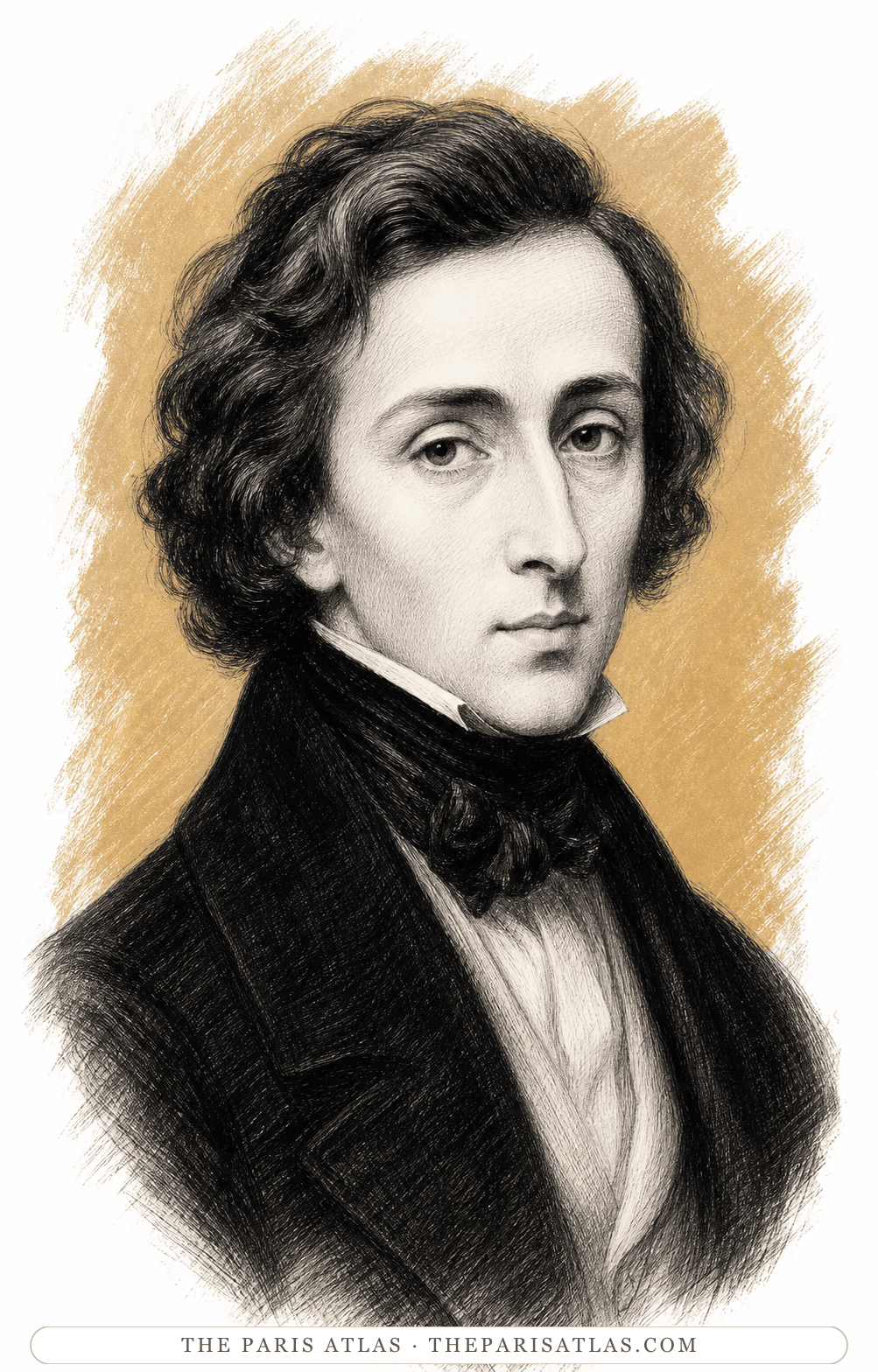 Illustrated portrait of Frédéric Chopin