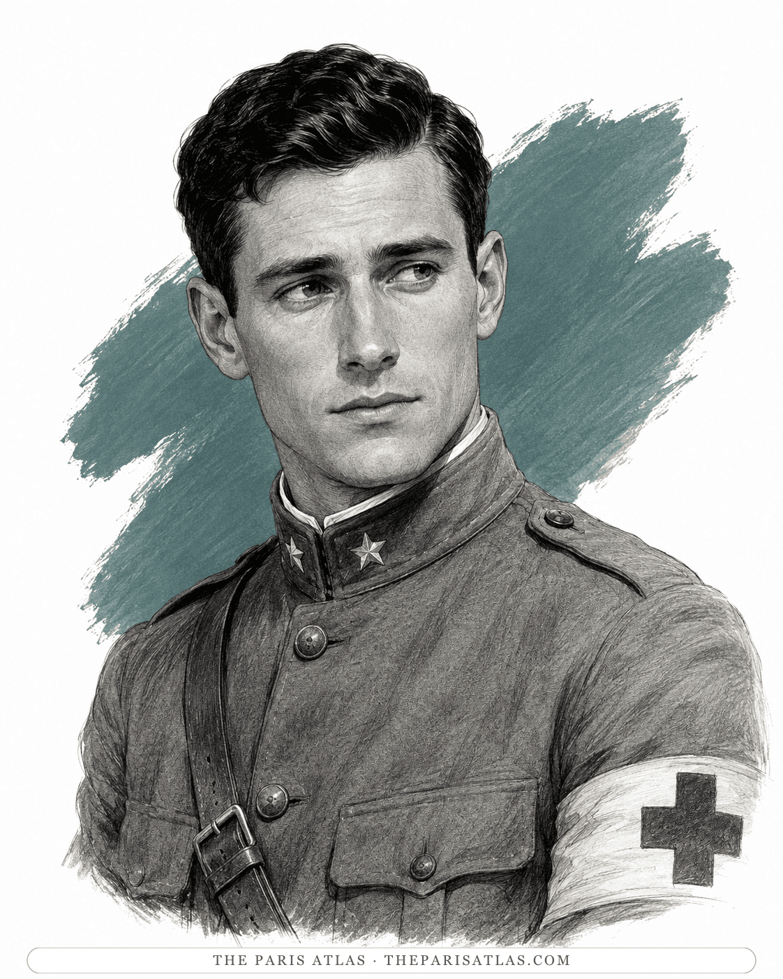 Illustrated portrait of Frederic Henry