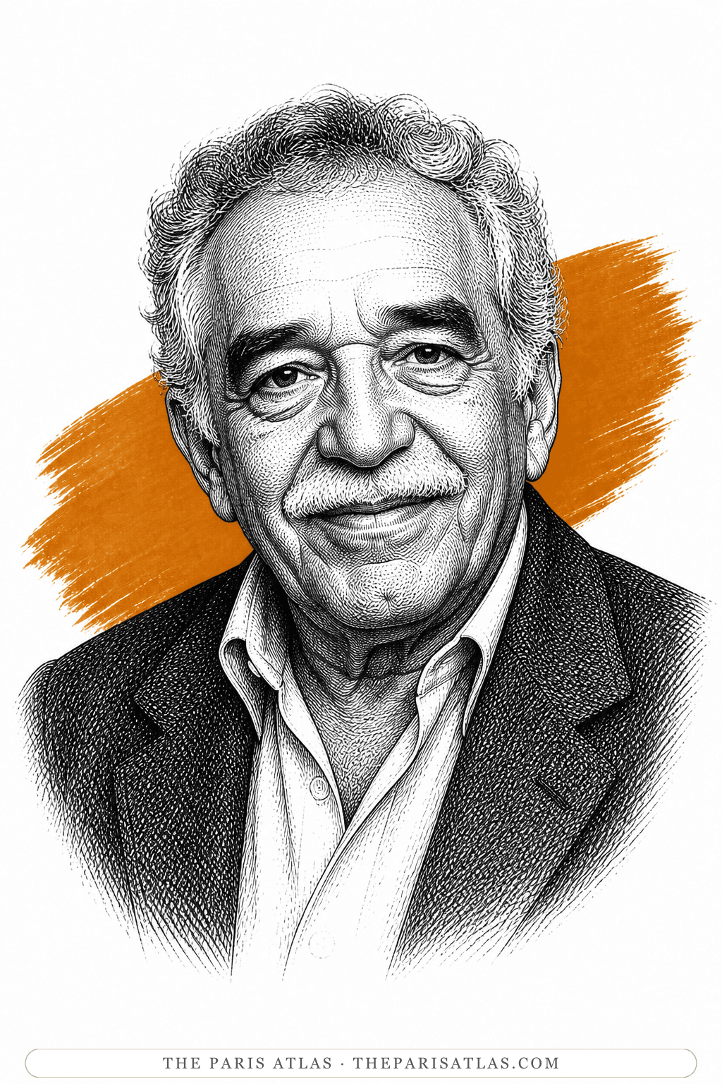 Illustrated portrait of Gabriel García Márquez