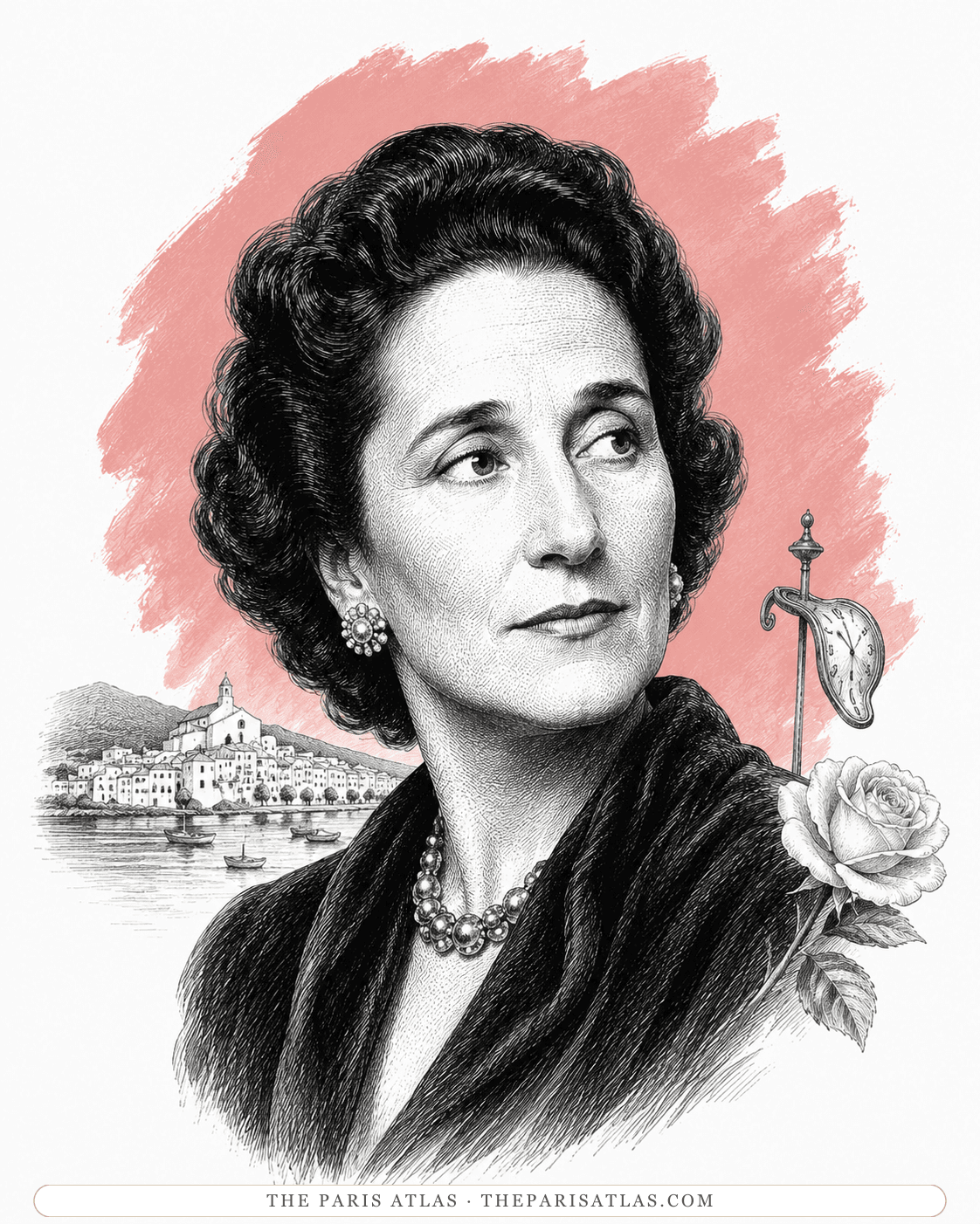 Illustrated portrait of Gala Dalí