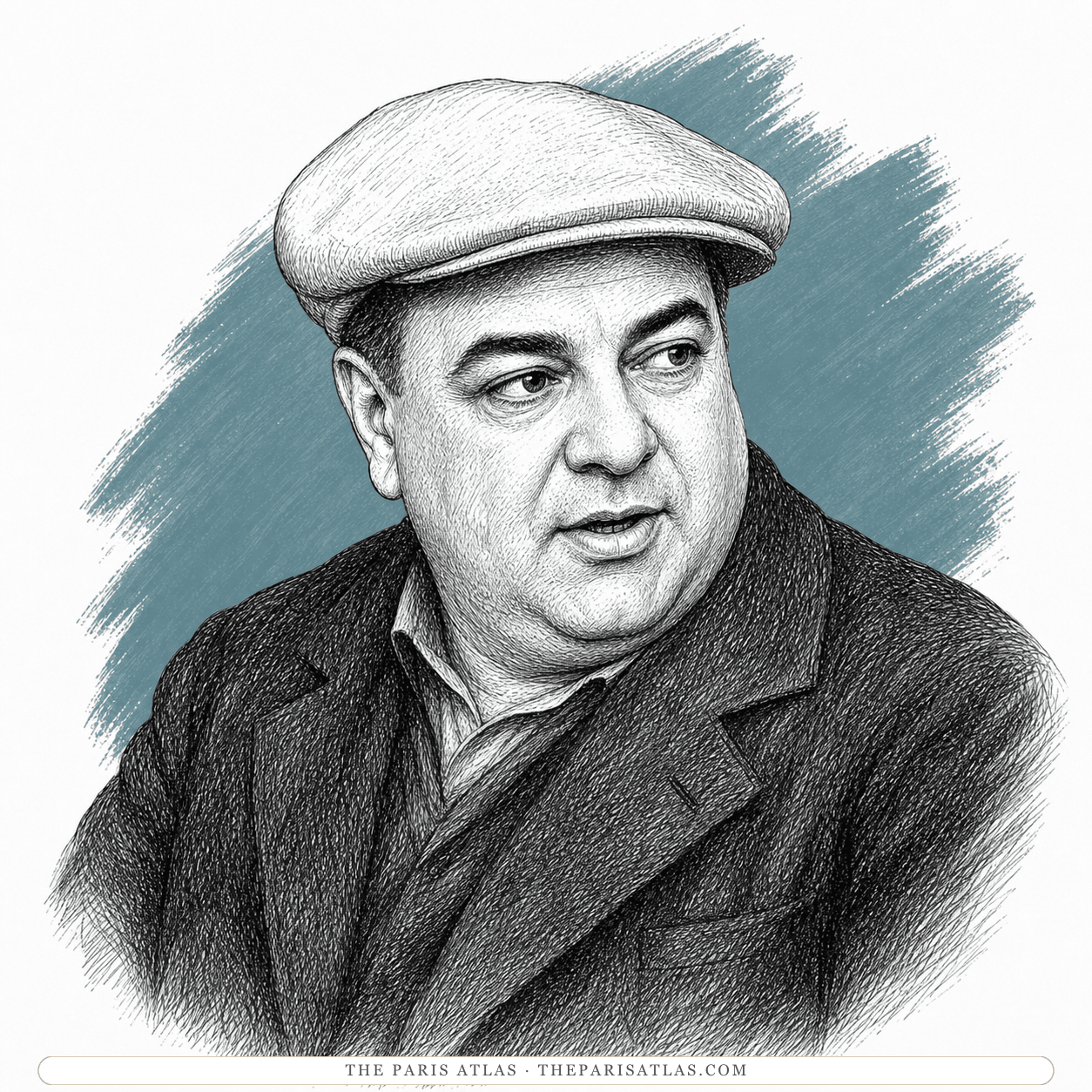 Illustrated portrait of George Katsimbalis