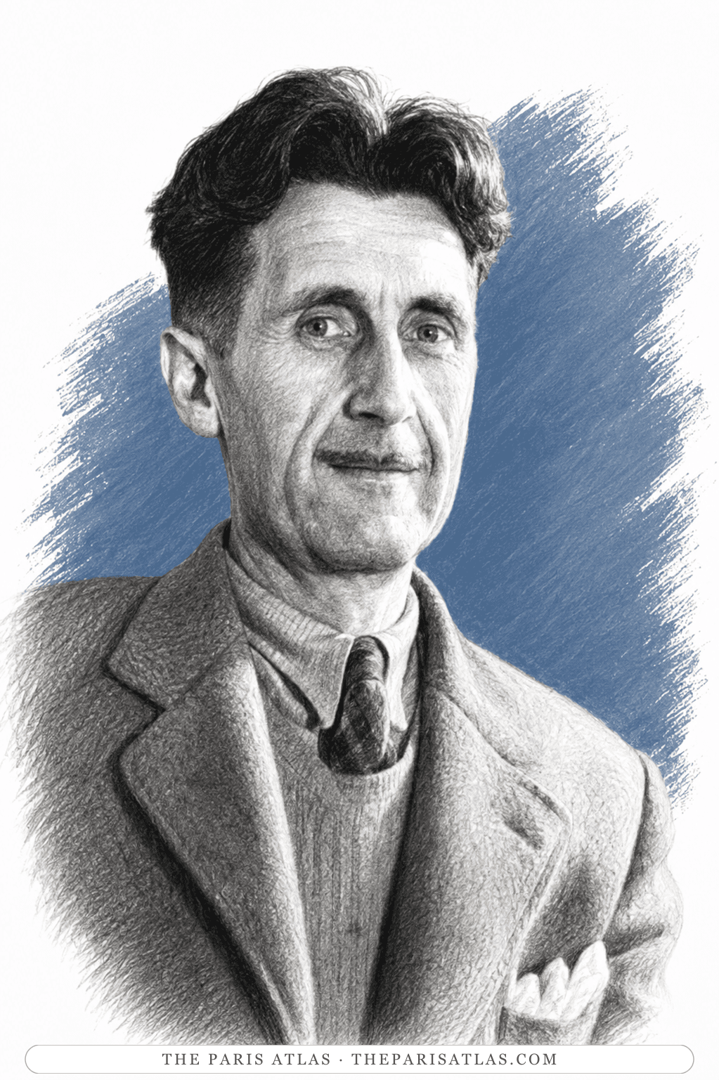 Illustrated portrait of George Orwell