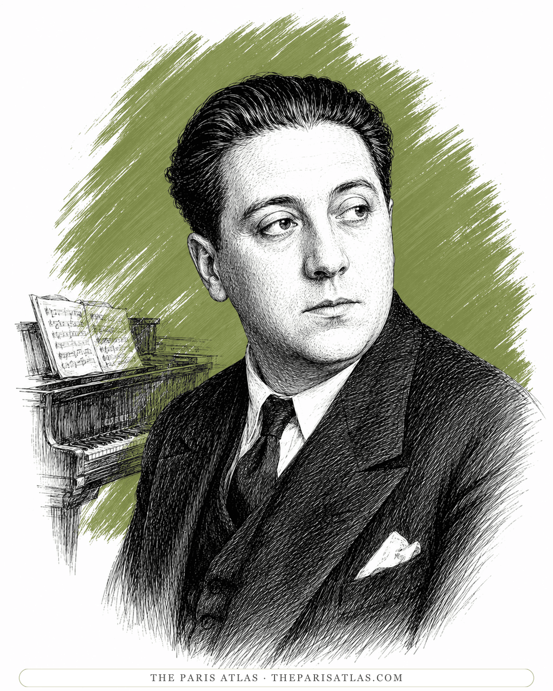 Illustrated portrait of Georges Auric