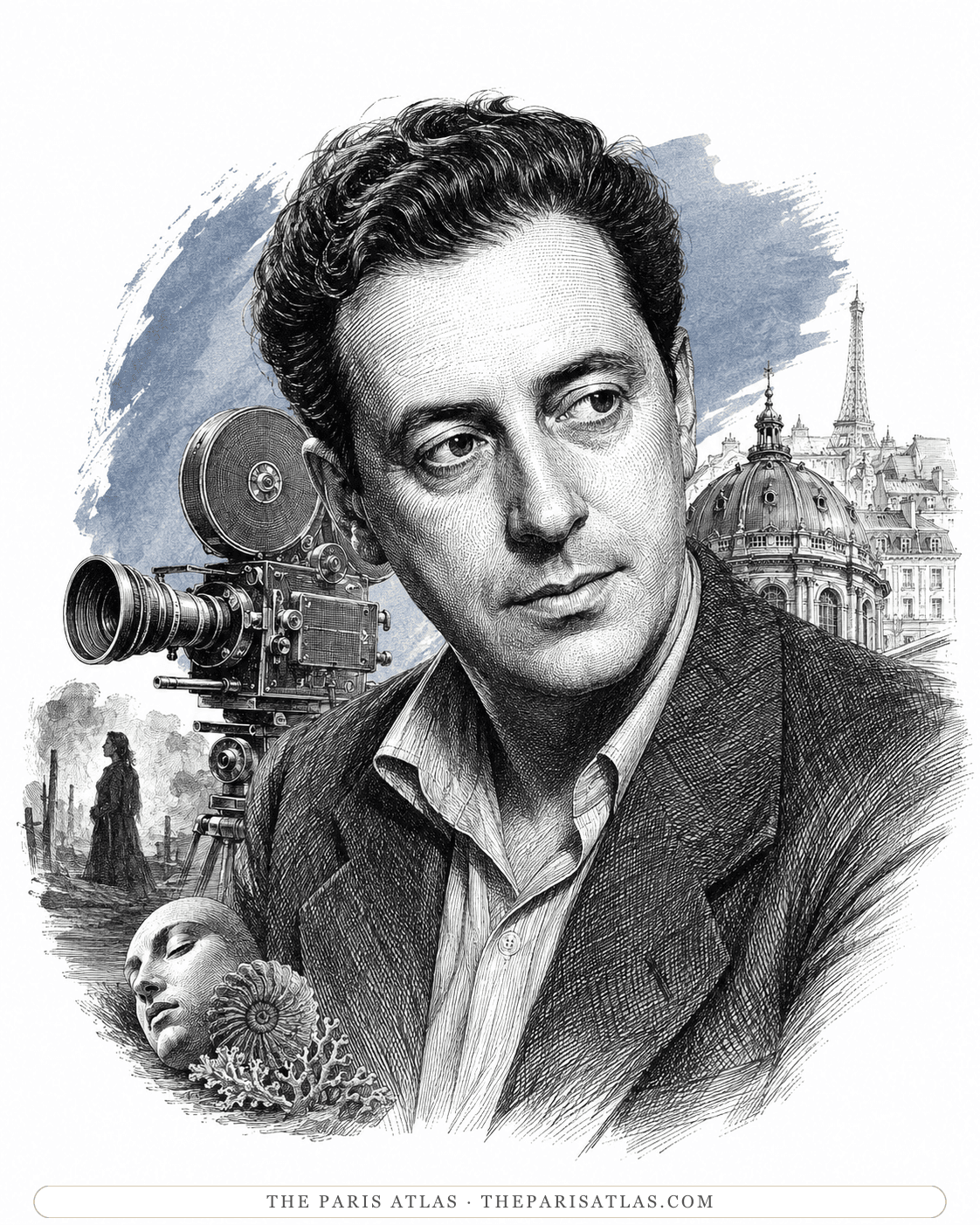 Illustrated portrait of Georges Franju
