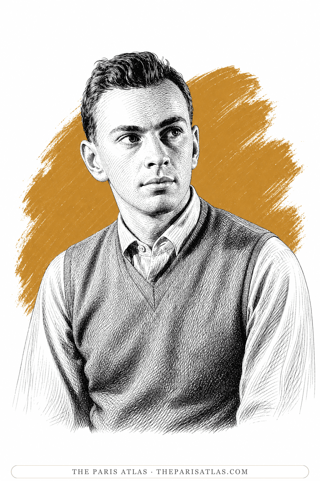 Illustrated portrait of Gore Vidal