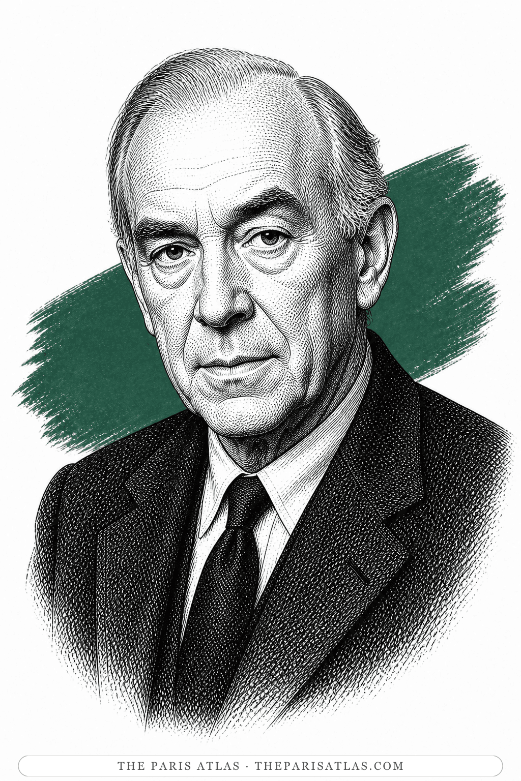 Illustrated portrait of Graham Greene