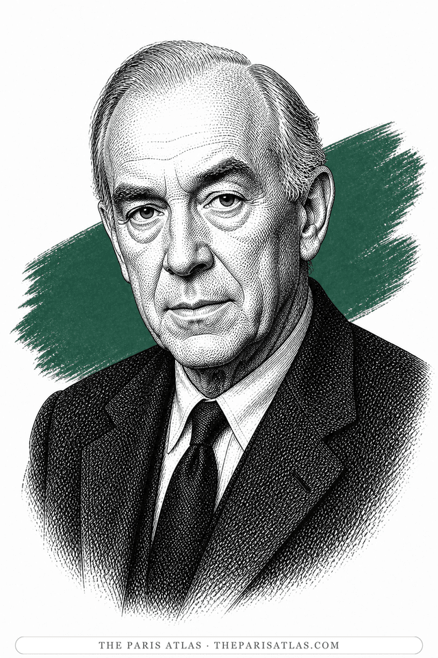 Illustrated portrait of Graham Greene
