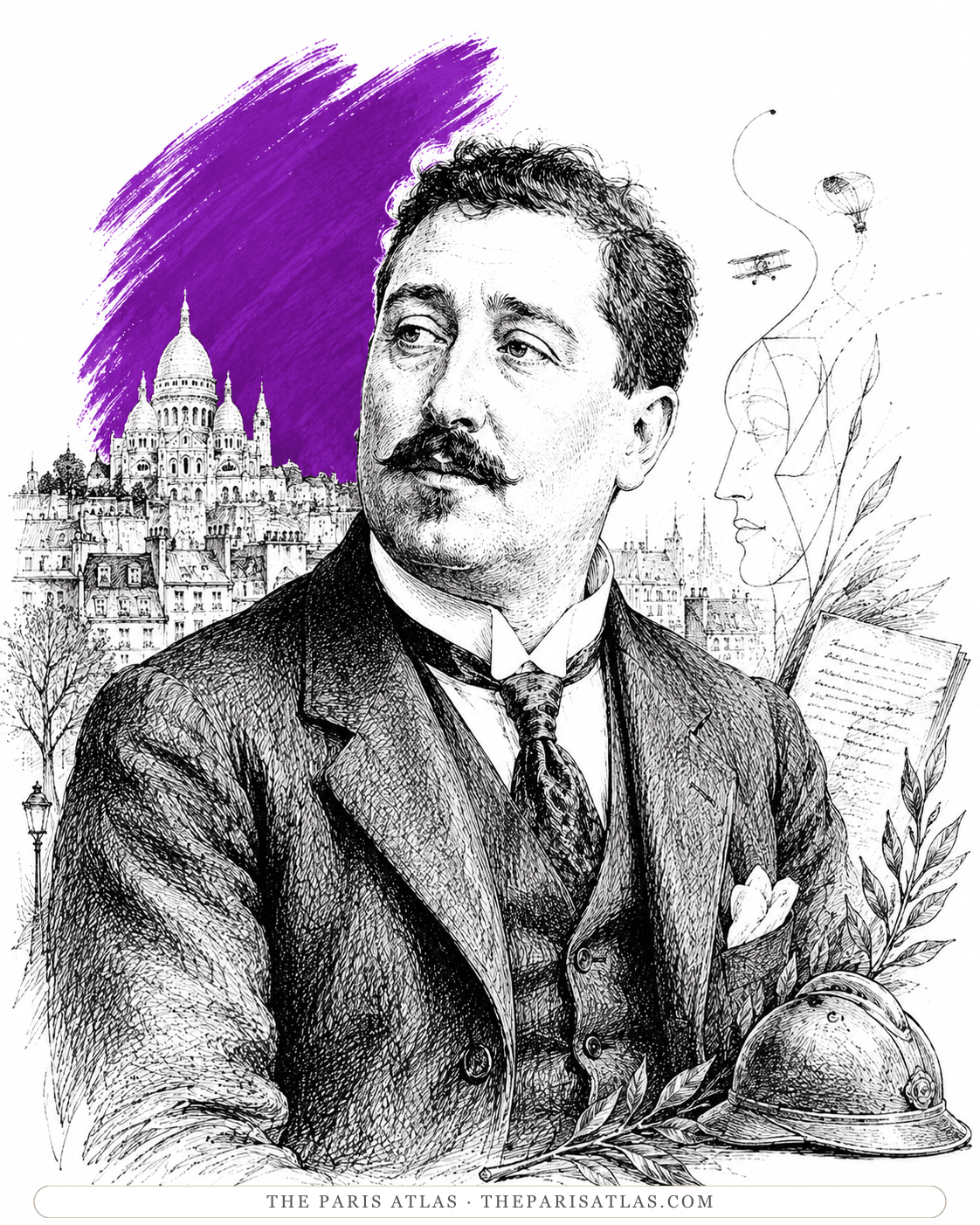 Illustrated portrait of Guillaume Apollinaire