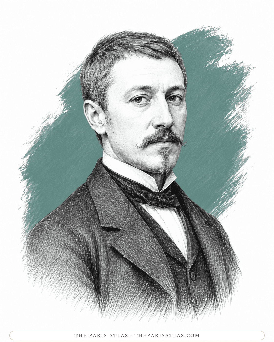 Illustrated portrait of Gustave Caillebotte