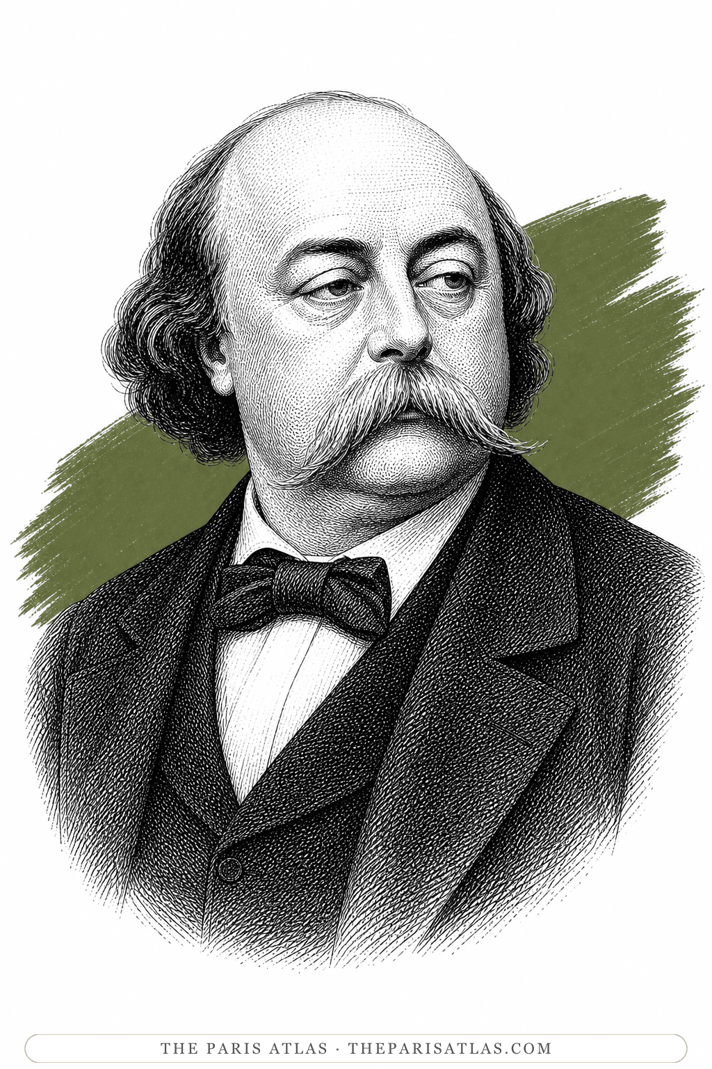 Illustrated portrait of Gustave Flaubert