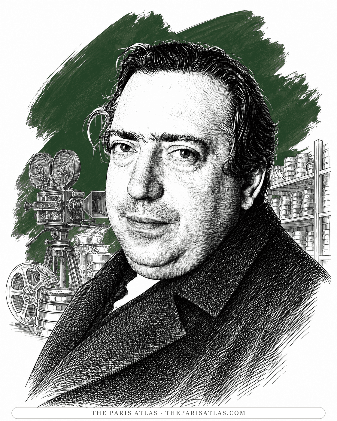 Illustrated portrait of Henri Langlois