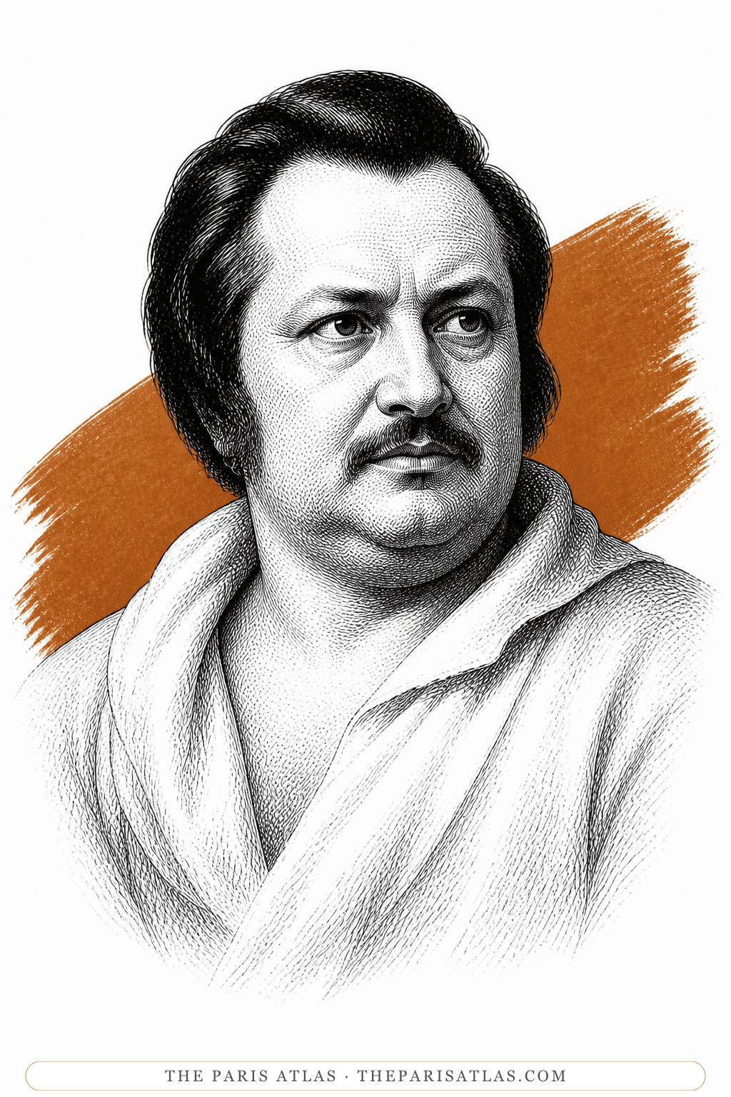 Illustrated portrait of Honoré de Balzac